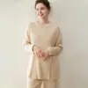 Nuevo Conjunto de Dos Piezas de Punto de Cachemira para Mujer Otoño e Invierno 2025 Suéter Simple y Elegante Pantalones de Pierna Ancha que Reducen la Edad Color Sólido