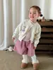 (9.15 Novedades) Nuevo atuendo de invierno para niñas, top y pantalones infantiles elegantes, suéter tejido, ropa de bebé