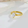 Anel Europeu e Americano Transfronteiriço Oval Gota d'Água Quadrado Zircônia Aço Inoxidável, Estiloso e Exagerado, Joia Feminina da Moda