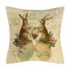 Almofada Lombar de Primavera Amazon com Padrão de Coelho e Floral, Almofada Decorativa de Lançar Estilo Americano em Linho, Fresca de Primavera, Personalizável