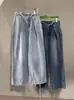Oferta especial: Jeans de pierna ancha rectos con cintura irregular, jeans azules, jeans holgados de pierna ancha