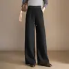 Pantalones de lana anchos, sencillos y elegantes para mujer, nueva colección otoño/invierno 2026, corte holgado, estilizan, pantalones casuales, tiro alto, con caída fluida y diseño de pierna recta