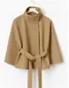 Capa Corta de Lana Holgada con Cuello Alto, Cinturón, Temperamento, Sentido de Alta Gama, Otoño Invierno 2026
