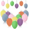 Huevo de Pascua Flockeado Colorido Decoración Árbol de Pascua de Primavera Decoración de Fiesta Color Macarrón Mini