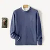Nuevo Suéter de Lana Pura para Hombre Otoño/Invierno 2026, Cuello Redondo, Corte Holgado, Suéter de Punto Grueso de Cachemir de Siete Puntos