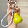 Llavero con cordón de perla de simulación 3D, colgante de fruta fresca, correa de muñeca, accesorio para bolso, se puede mezclar