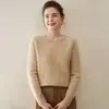 Suéter 100% cachemira pura para mujer, engrosado, cuello redondo, nueva camiseta básica de punto para otoño e invierno, suéter pullover suave y amigable con la piel