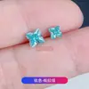 Brinco de Tarraxa em Liga de Titânio F136 com Cravação de Garras de Flor de Lírio, Piercing de Orelha Flor de Trevo de Zircônia 5A, Piercing Labial, Joias para Piercing em Titânio G23