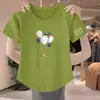 Ropa de Maternidad Diseño Femenino Blanco Nuevo Camiseta de Manga Corta Tipo Algodón Versátil Estilo Coreano Top Holgado Moda Capa Base