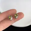Pendientes de circonita verde oliva líquida de Niche para mujer, pendientes de alta gama de moda, pendientes únicos y elegantes.