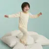 Bbqb Casa Infantil Conjunto Modal Conjunto de Pijama para Meninas Roupa de Ar Condicionado Manga Longa para Meninos Bloqueio de Cor