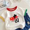 Camiseta de Manga Corta 100% Algodón Puro para Bebé, Bloques de Color, Estilo Vaquero para Niños, Top de Verano Nuevo para Niñas, Manga Corta para Niños