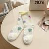 Otoño e Invierno Nuevos Calcetines de Vellón Coral para Mujer Calcetines para el Hogar Calcetines Dulces y Lindos de Mariposas Calcetines para Dormir de Mujer Calcetines de Dibujos Animados