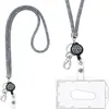 Lanyard retráctil de diamantes de imitación con hebilla de fácil extracción, clip para insignia, cuerda de red de pesca larga de lujo incrustada de diamantes, anti-pérdida, anti-robo