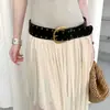 Cinturón de Cintura Ancho de Remaches Pesados de Alta Gama Estilo Coreano para Mujer Accesorio de Nicho para Vestidos Jeans Decoración Estilo Punk Adelgazante