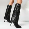 24 Botas de Caballero Nuevas Británicas de Punta Alta con Hebilla de Cuero Botas de Pantalón Botas de Tacón de Aguja Tallas Grandes 40-46 Botas de Comercio Exterior