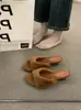 Zapatillas de Peluche de Plataforma Estilo Retro con Punta Abierta Elegantes Zapatos de Mujer con una Correa Otoño Nuevas Llegadas Combinar con Faldas de Noche Tacones Medianos-Altos