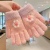 Guantes de Dedos Lindos para Niños Niñas Invierno Prueba de Frío Cálido Juego de Cinco Dedos Conjunto Completo de Dedos Tejido para Bebé Niños de Invierno