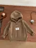 Ropa Coreana para Niños Niños Otoño 2025 Tejidos Moda para Bebés Sencillo Elegante Suéter con Capucha Gris Pulóver