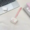 64251 Neceser pequeño acolchado de lunares rosas con correa de muñeca de cuadros para estudiantes, mini bolsa de almacenamiento para lápiz labial, llaves y auriculares