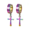 Pendientes de clip para oreja de acero inoxidable pendientes de colores moda pendientes de cruz dorados al vacío moda de comercio exterior personalidad color pendientes de clip para oreja
