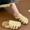 Mules Slip-On Trançadas à Mão em Couro Genuíno Estilo Birkenstock para Mulheres, Mules Slip-On Vazadas para Uso Externo no Verão com Solado Macio