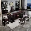 Mesa de Té de Madera Maciza China de Gama Alta de Palo de Rosa, Combinación de Mesa de Té y Sillas, un Juego Completo para Oficina, Hogar Antiguo, Sala de Estar, Kung Fu