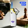 Novo Modelo Isqueiro Chama Azul Jato Reto À Prova de Vento Fogo Forte Recarregável Isqueiro de Chama Aberta Liga Slim Pequeno Portátil Acessórios para Fumar