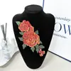 Patch de Tecido Bordado com Lantejoulas de Flor Vermelha Resistente para Inverno Estilo Étnico Flor Estéreo Multicamadas Decoração para Camisa de Vestido
