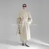 Bata de Estilo Relajado y Perezoso con Cinturón, Abrigo de Lana para Mujer, Abrigo de Lana de Doble Cara de Longitud Media, Nuevo para Otoño e Invierno 2025