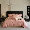 Juego de ropa de cama de lujo de algodón de 100 hilos de cuatro piezas, funda de edredón de algodón puro, sábana bajera de algodón de fibra larga, ropa de cama suave y de alta gama 4
