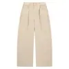 Calça Jeans Wide Leg Plissada em Cáqui, Lavagem Desgastada, Caimento Solto, Tendência High Street Longa para Homens