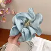 Grampo de rabo de cavalo suave em rede estilo coreano para mulheres, presilha de cabelo de fita floral de alta qualidade, presilha de tubarão estilo preguiçoso com laço, acessório de cabelo