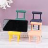 Taburete pequeño con soporte para teléfono móvil, mini silla de escritorio desmontable, adornos, bonita base para teléfono móvil, silla pequeña con soporte para teléfono móvil