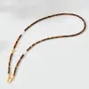 Versátil collar de cuentas de piedra natural ojo de tigre, un accesorio para mujer para suéteres de otoño e invierno, una pieza de joyería larga, ligera y lujosa