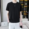 Camiseta Casual Masculina de Manga Curta Lisa Tendência Verão Gola Redonda Solta Cross-Border para Homens