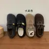 Sandálias Birkenstock de lã felpuda com sola grossa para mulheres 2026 Outono/Inverno Novo Estilo Cinza Sapatos Quentes de Algodão Mary Janes de Sola Plana Sapatos Peludos