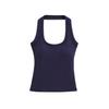 Camisola Halterneck de Estilo Europeo y Americano para Chica Sexy, Diseño Nicho para Mujer, con Almohadilla para el Busto, Slim, Corta, para Fondo, Verano