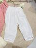 Pantalones Casuales de Ramio para Mujer Primavera y Verano 2025 Doble Capa Sueltos Combinan con Todo Artísticos Skinlets Recortados Rábano Harem 3097