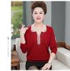 Suéter para mulheres de meia-idade e idosas, pelo de mink, novo 2021, roupa para mãe outono e inverno, gola lapela, manga longa, camisa base, espessa, quente