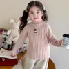Suéter Base de Forro Polar con Flores Pequeñas Estilo Coreano para Niñas Otoño/Invierno 2026 Nueva Moda Infantil Top Elegante para Niña Pequeña