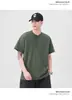 Roupas Masculinas Fengshe / Camiseta Henley de Manga Curta 250g Estilo Americano, Camisa Henley Vintage de Algodão Puro com Caimento Solto para o Verão, Camiseta de Nicho