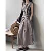 Stock Listo Directo de Fábrica Aprobado Elegante Diseño de Correa en la Cintura Vestido sin Mangas para Mujer Falda Larga Línea A para la Hora del Té para Mujeres