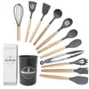 Espátula de silicona cuchara para sopa juego de 12 piezas sartén antiadherente espátula de silicona resistente al calor juego de utensilios de cocina de silicona para el hogar
