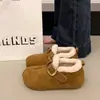 Zapatos de mujer tipo Birkenstock, de suela gruesa, que aumentan la altura, forrados de felpa, peludos, colección de invierno 2026, sin cordones, cálidos, forrados de algodón y botas de nieve