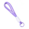 Lanyard para teléfono macaron de doble capa con bloques de color, cuerda tejida de color dopamina, accesorio para llaves y teléfono, correa de muñeca anticaída