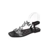 Sandalias Abiertas Transfronterizas Nuevo Comercio Exterior Talla Grande Sandalias Planas de Mariposa para Mujer Estilo Europeo y Americano Sandalias de Playa sin Cierre