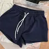 Shorts elásticos de cintura alta para mujer, pantalones deportivos, pantalones de chándal para correr, holgados, casuales, versátiles, estilo básico americano, shorts ajustados