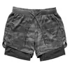 Shorts Esportivos Queimam Músculos Masculino Camada Dupla Combinação de Cores Toalha Pendurada Fitness Corrida Respirável Cor Sólida Calças Amazon