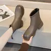 2026 Botas Martin Nuevas de Suela Gruesa Forradas de Borrego para Mujer, Botines Cortos Estilo Británico Vintage Otoño e Invierno Nuevos con Cremallera y Elasticidad